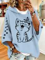 Women'S Vintage Cat Print Hoodie