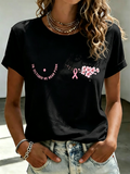 Women's Casual Breast Cancer Awareness Printed T-Shirt