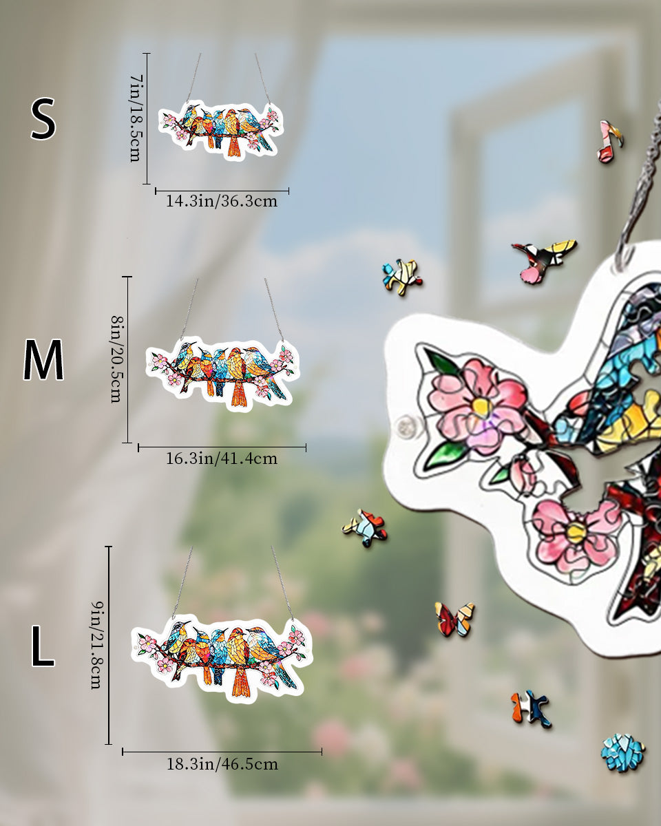 Acrylic Jigsaw Puzzle Suncatcher - Blossom Songbirds