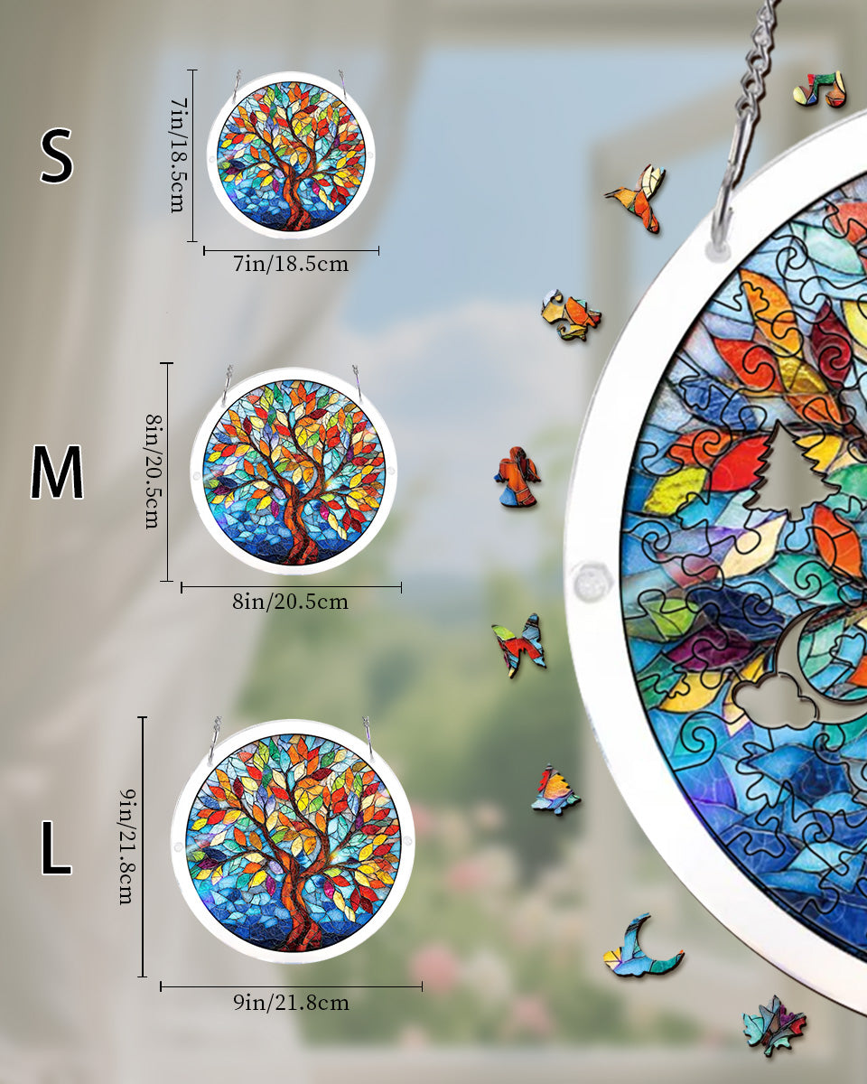 Acrylic Jigsaw Puzzle Suncatcher - Tree of Radiant Glass