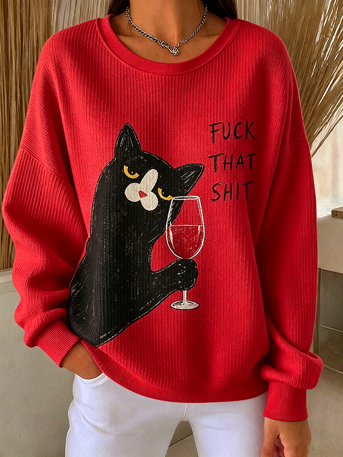 Women'S Cute Cat Printed Casual Sportswear