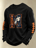 Men'S Football Fan Casual Long Sleeved Waffle Top