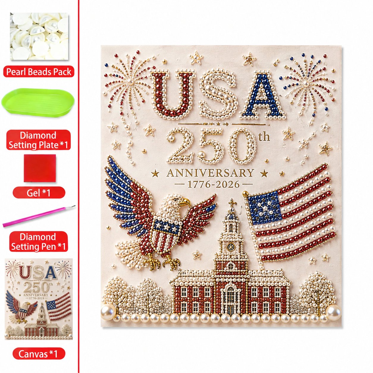 🔥LAST DAY 50% OFF - 🇺🇸 USA 250th Anniversary DIY Pearl Painting Kit ✨❤️‍🔥BUY 2 GET FREE SHIPPING