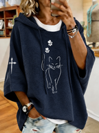Women'S Faith Cat Printed Casual Hoodie