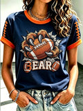 Women's Football Printed Short Sleeved T-Shirt