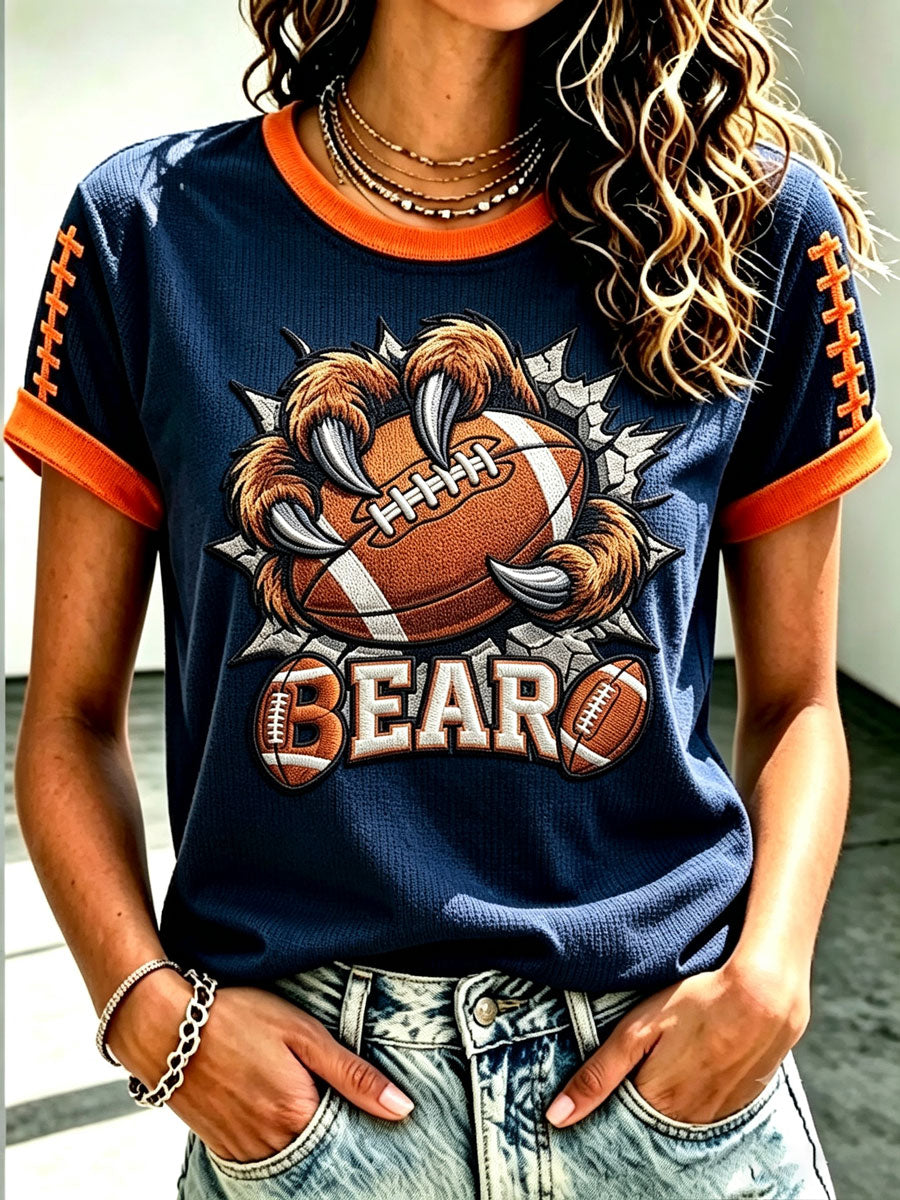 Women's Football Printed Short Sleeved T-Shirt