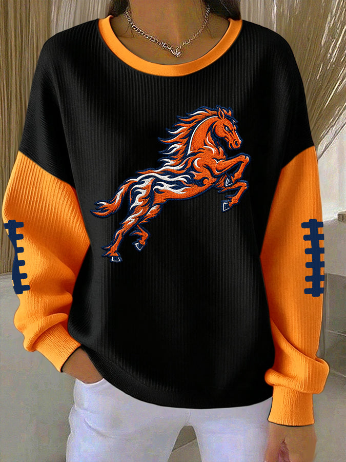Women'S Football Fans Print Casual Sweatshirt