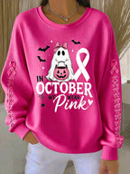 Women'S In October We Wear Pink Print Casual Sweatshirt