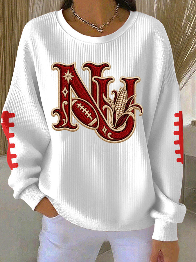 Women'S Football Print Casual Sweatshirt