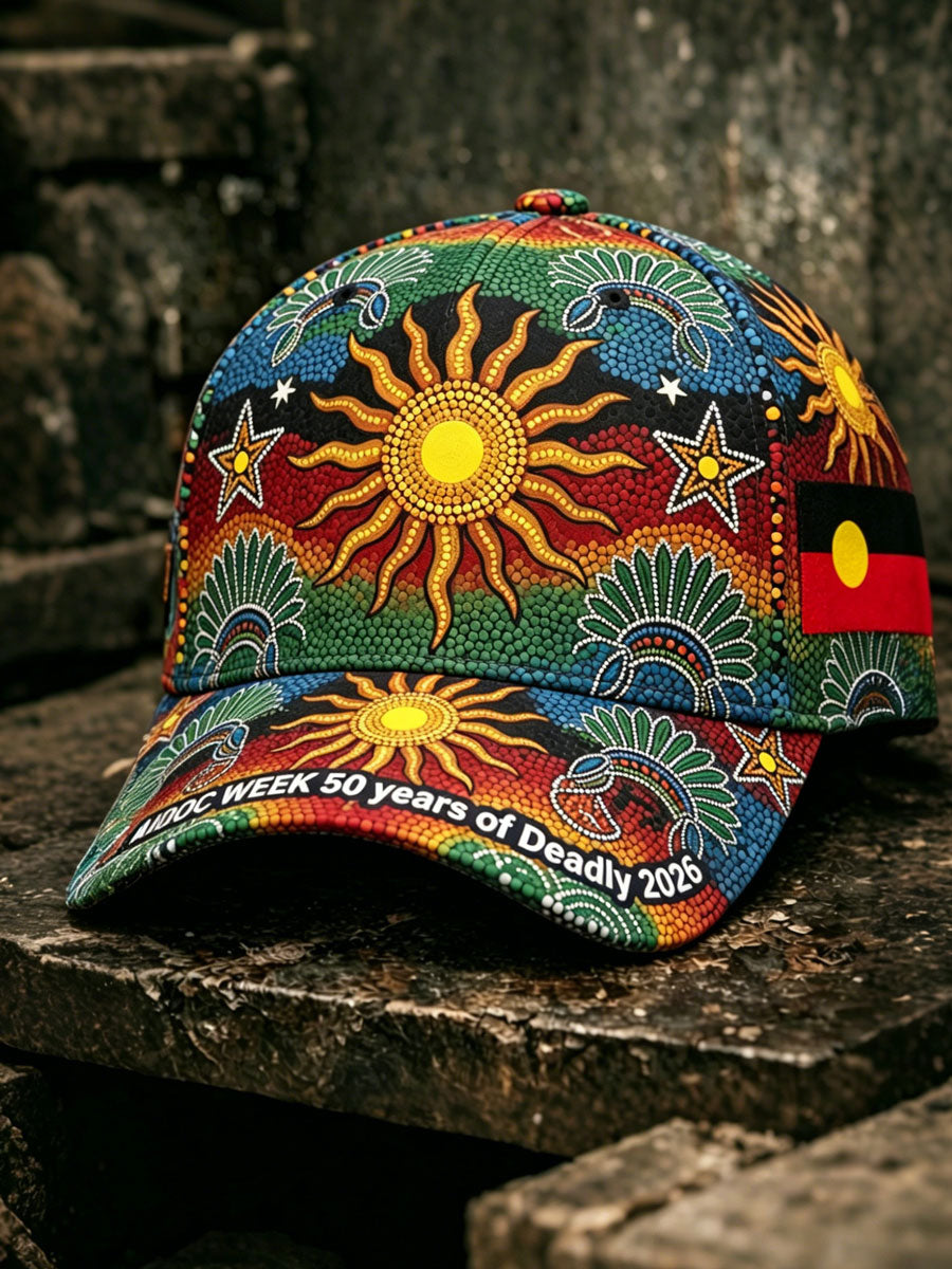Unisex Vintage Australian-Style NAIDOC Art Print Casual Hat