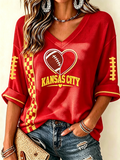 Women'S Casual Rugby Enthusiasts Waffle Top