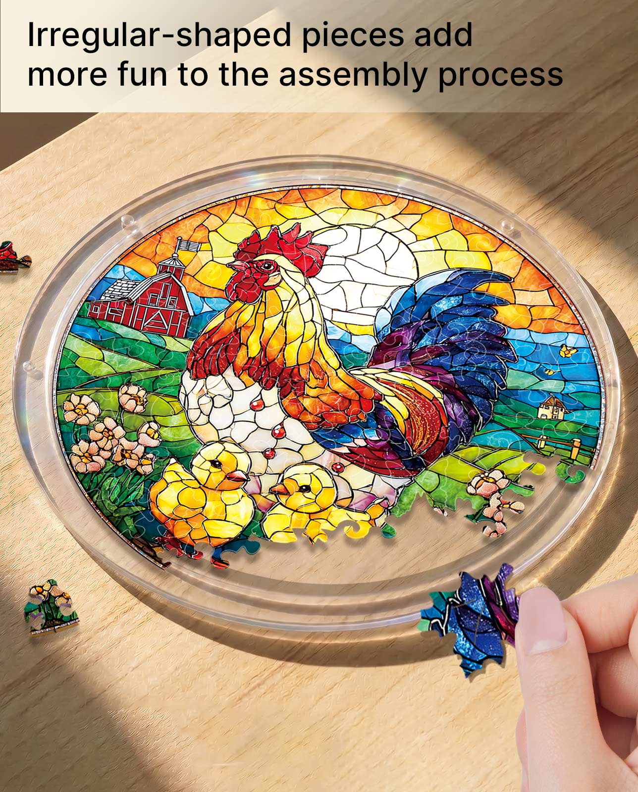 Acrylic Jigsaw Puzzle Suncatcher - Golden Dawn Rooster