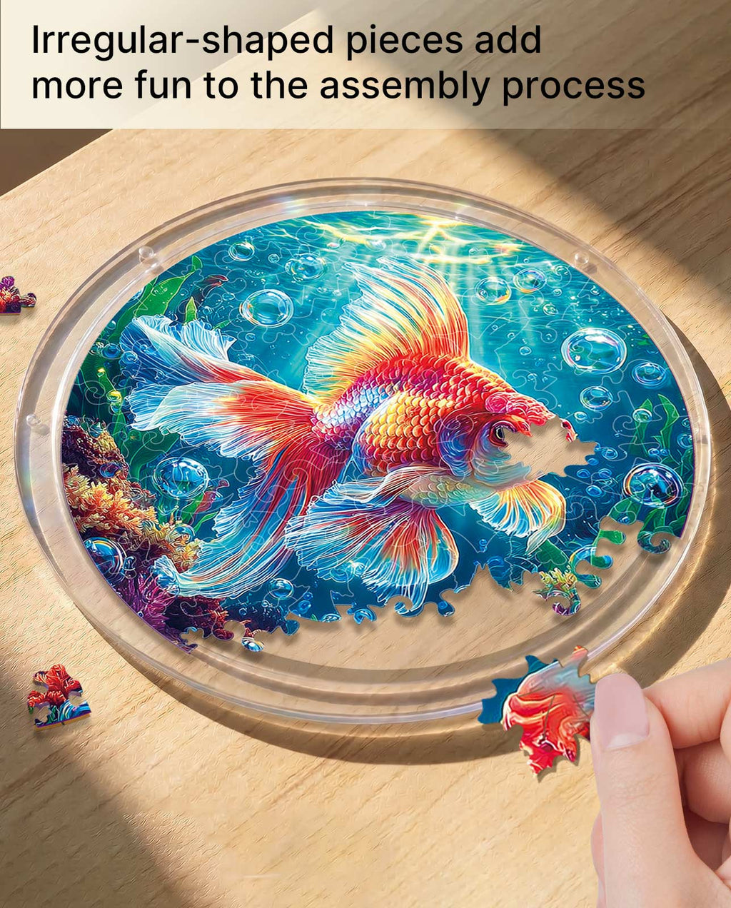 Acrylic Jigsaw Puzzle Suncatcher - Starflame Goldfish