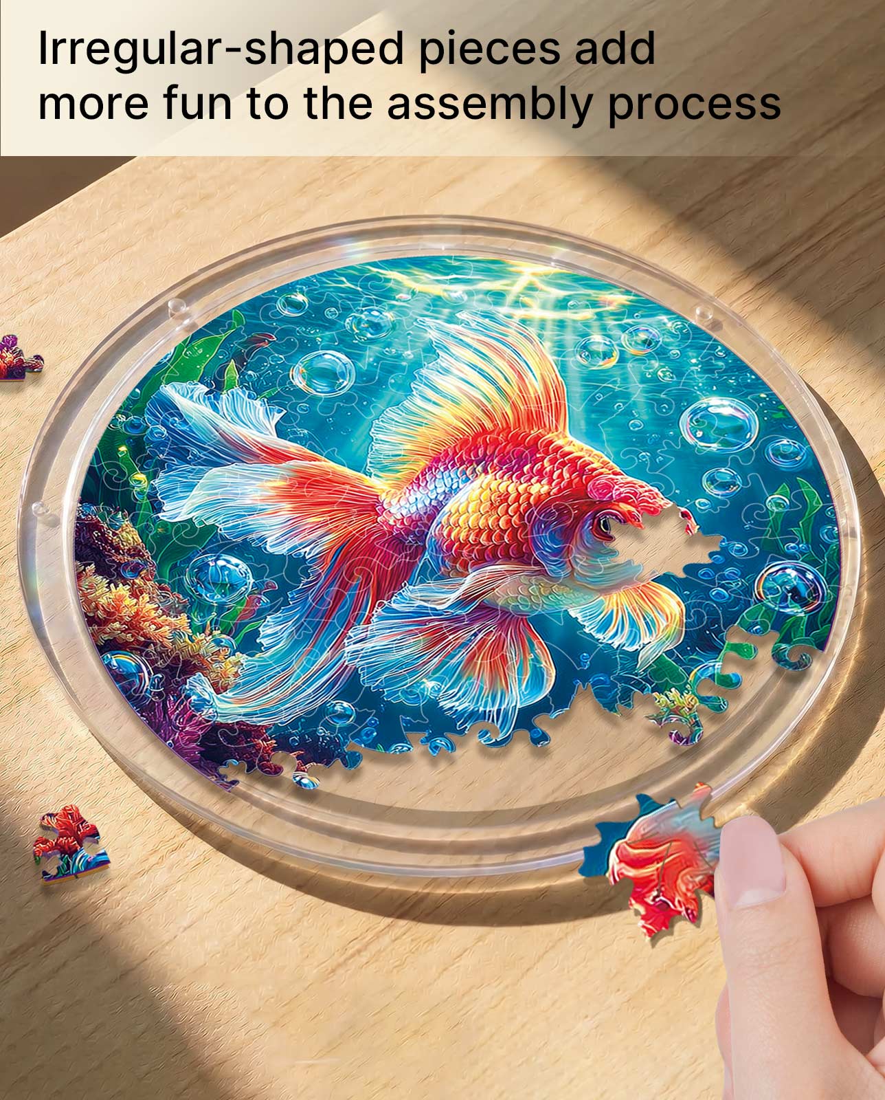 Acrylic Jigsaw Puzzle Suncatcher - Starflame Goldfish