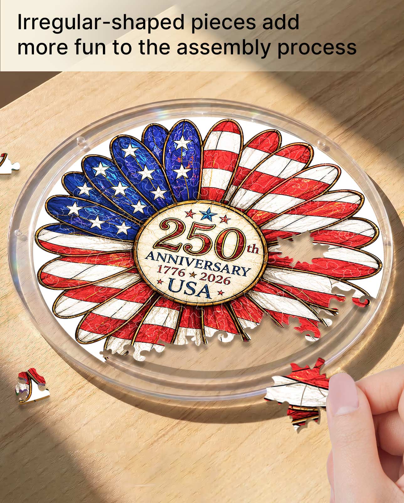 Acrylic Jigsaw Puzzle Suncatcher - Flag Flower