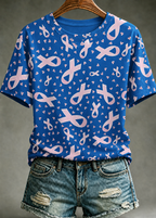 Women'S Breast Cancer Promotional Print Short Sleeved T-Shirt