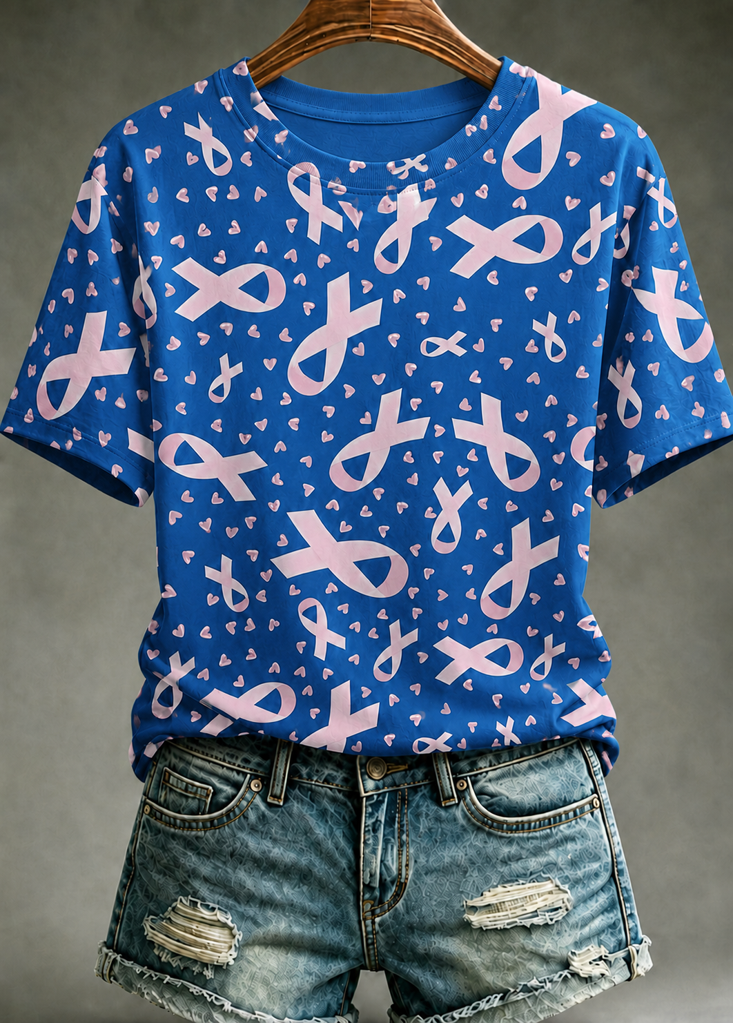 Women'S Breast Cancer Promotional Print Short Sleeved T-Shirt
