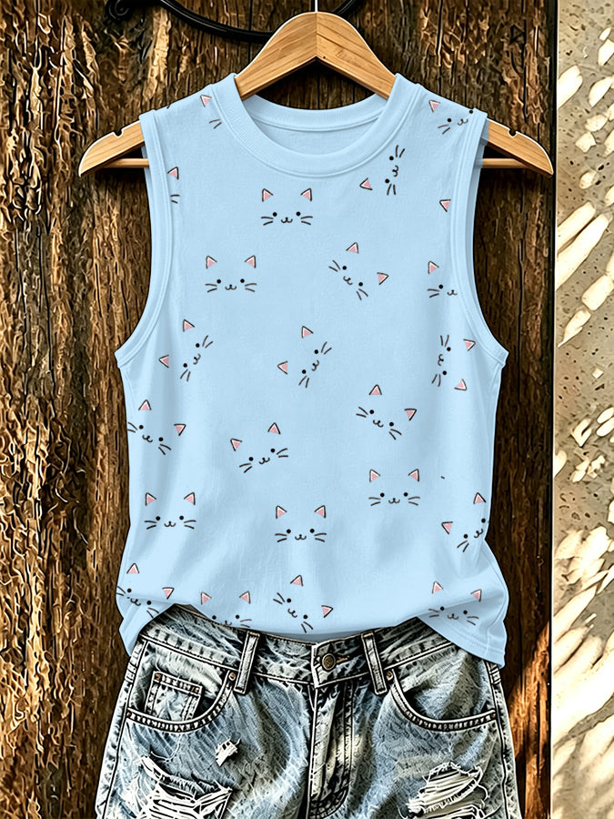 Women'S Cat Print Tank Top