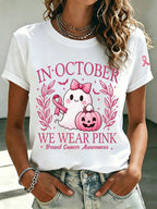 Women'S Pink Art Printed Casual T-Shirt