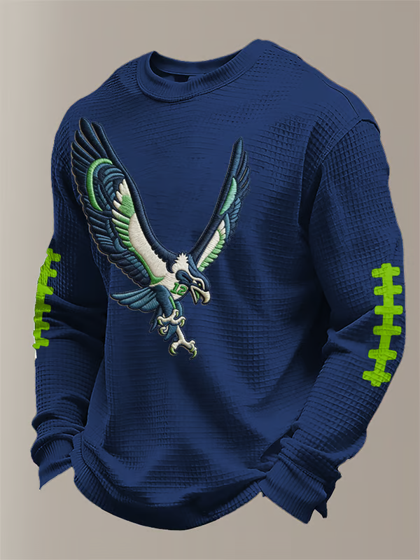 Men's Football Waffle Fabric Long-sleeved T-shirt