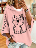 Women'S Vintage Cat Print Hoodie