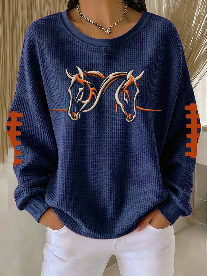 Women'S Football Printed Casual Waffle Sports Shirt