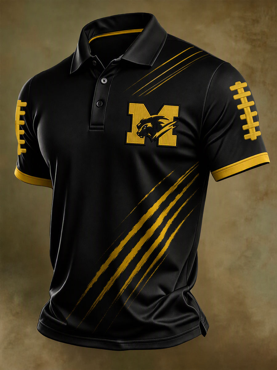 Men's Football Sports Casual Polo Shirt