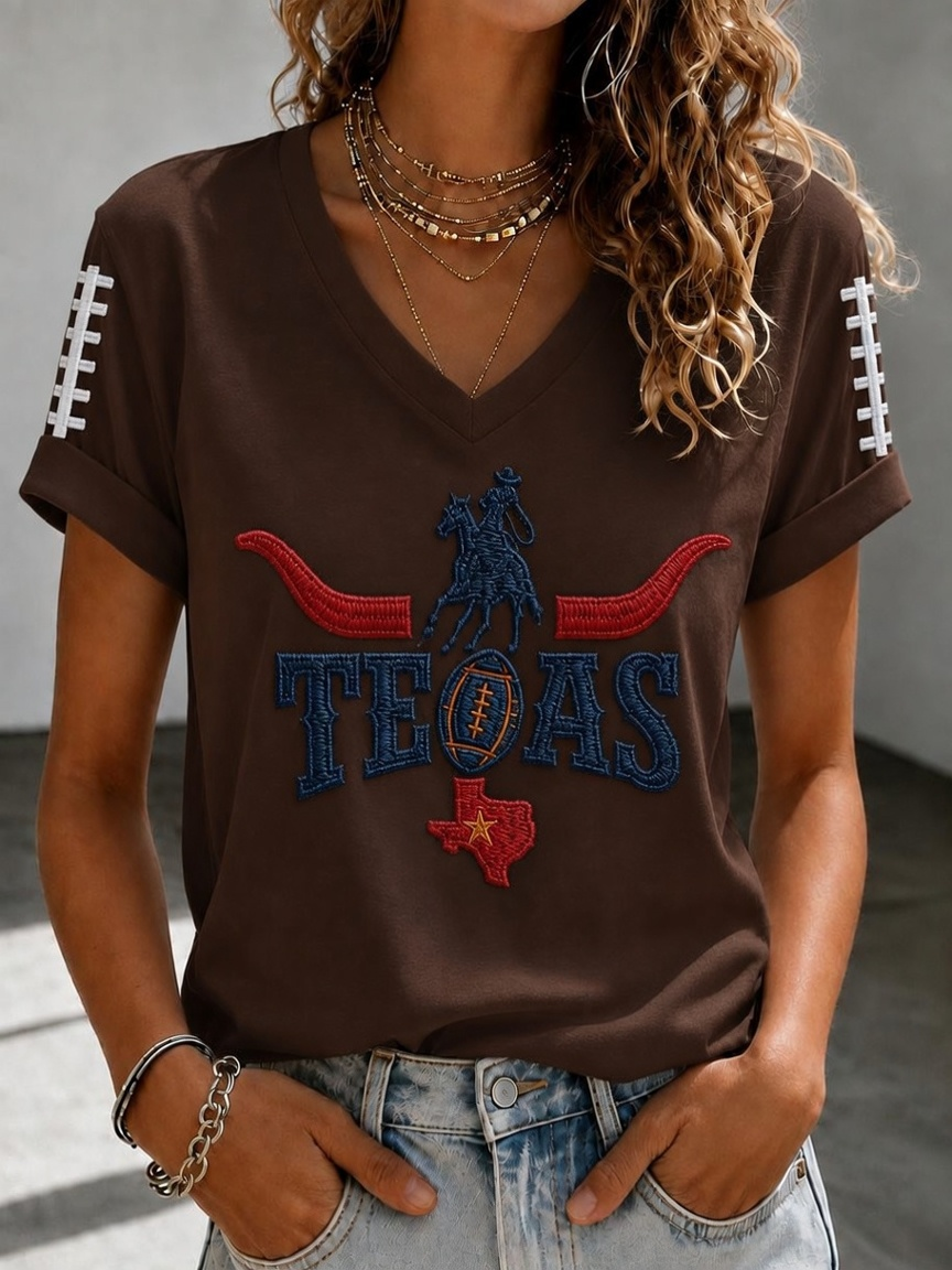 Women'S Football Print Short-Sleeve T-Shirt