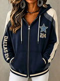 Women's Football Sports Outdoor Printed Zipper Hoodie