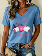 Women'S In October We Wear Pink Print Short-Sleeve T-Shirt