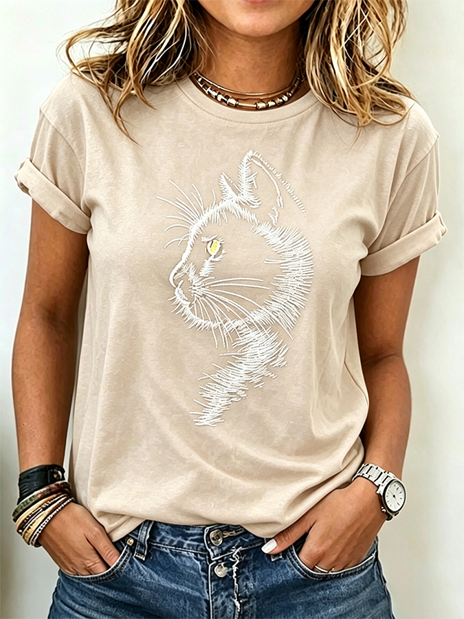 Cute Cat Claw Printed Casual T-Shirt