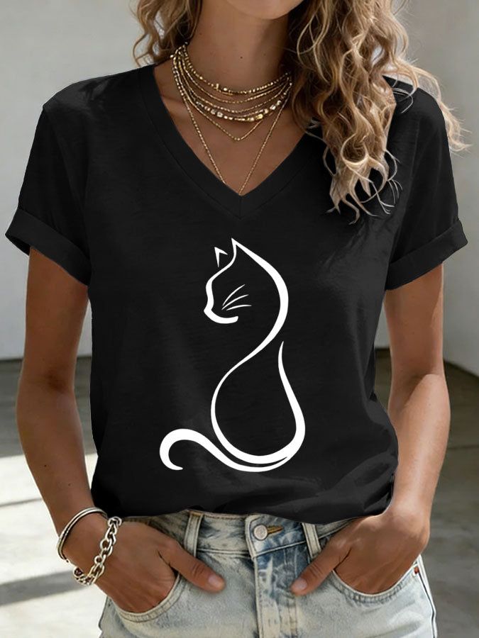 Women'S Cat Print T-shirt