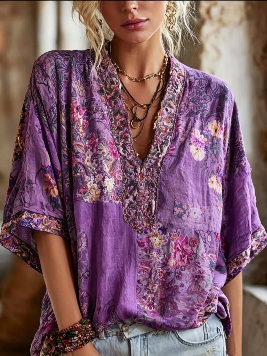 Women's Vintage Casual Floral Top
