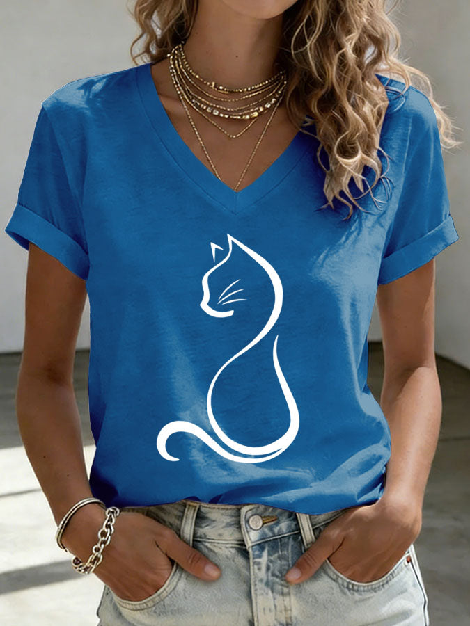 Women'S Cat Print T-shirt