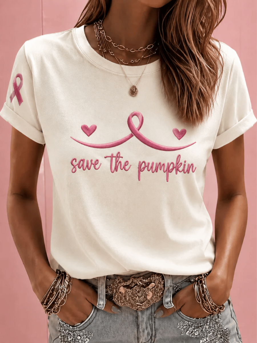 Women's Casual Breast Cancer Awareness Pink Art T-Shirt