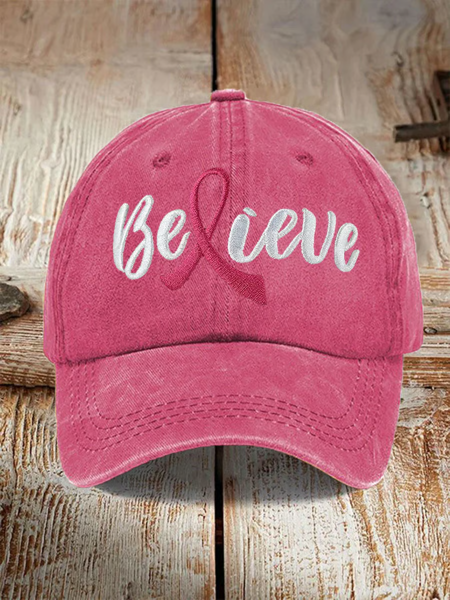 Unisex Breast Cancer Awareness Floral Hat