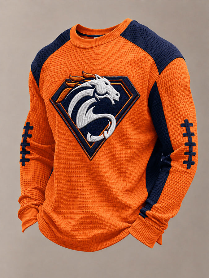 Men'S Football Printed Waffle Sweatshirt