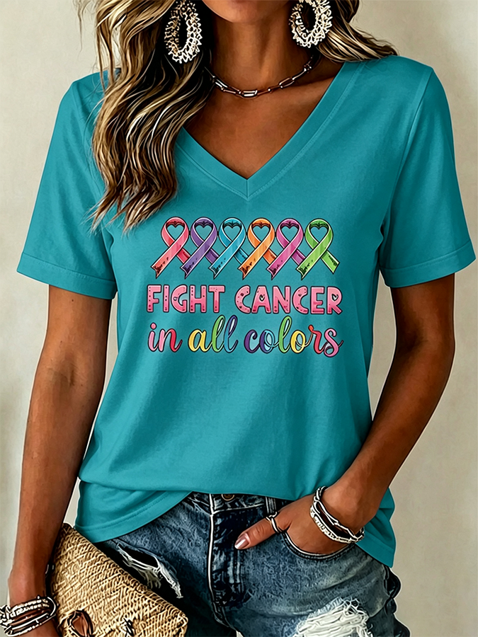 Women'S Cancer Awareness Print Short-Sleeve T-Shirt