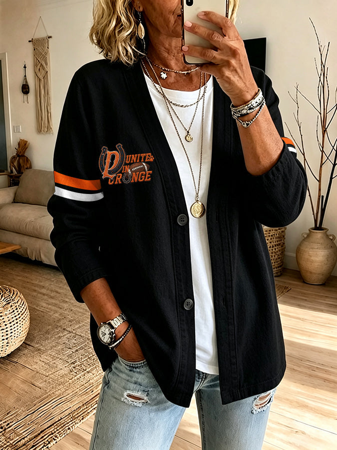 Women'S Football Printed Cardigan
