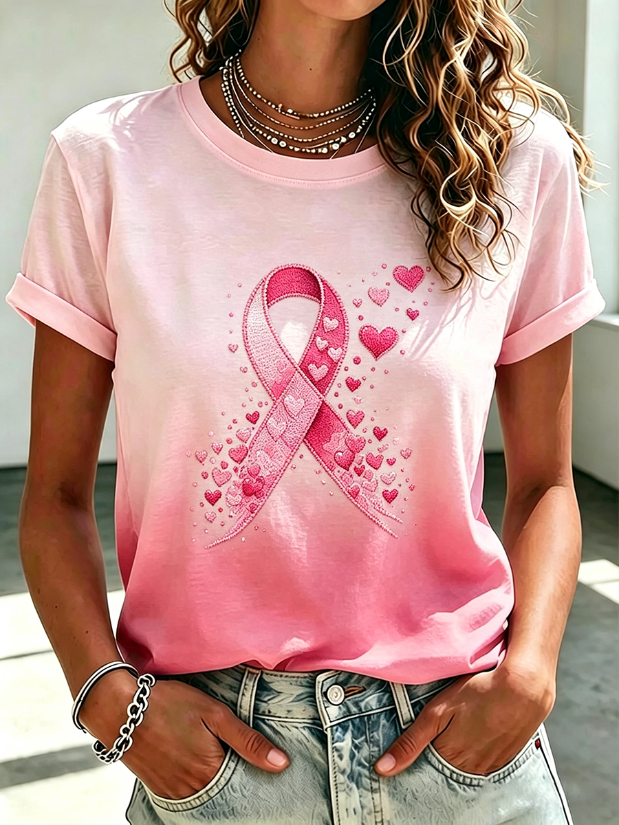 Women's Casual Pink Art T-Shirt