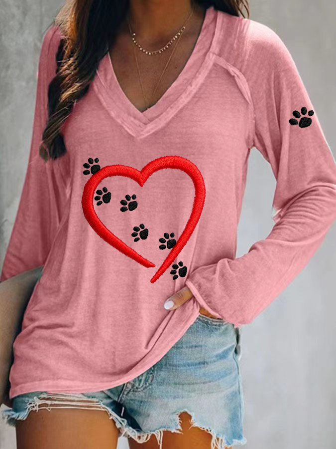 Women's Paw Print Long Sleeve T-shirt