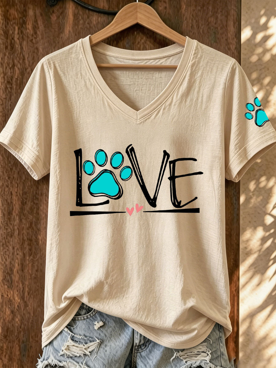 Women's Dog Paw Print T-shirt