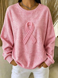 Women'S Pink Breast Cancer Publicity Month Casual Sweater