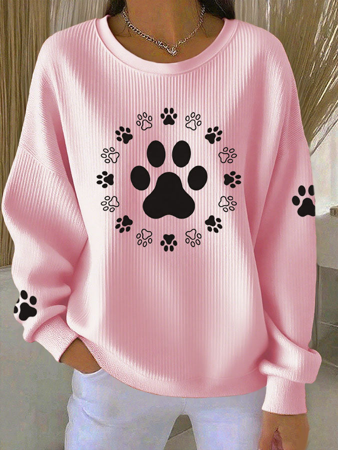 Women's Dog Paw Print Casual Sweatshirt