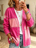 Women'S Contrasting Printed Casual Cardigan