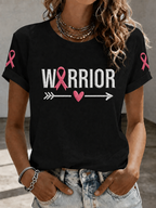 Women Warrior Pink Ribbon Breast Cancer Awareness T-Shirt