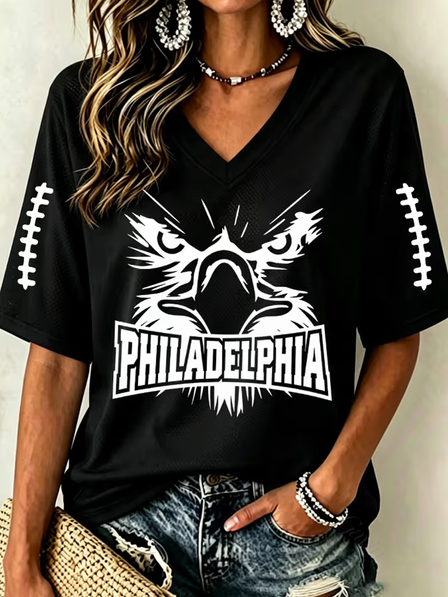 Women'S Rugby-Print T-Shirt
