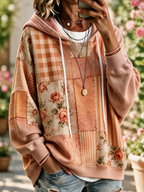 Women's Geometric Art Flower Hoodie