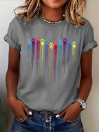 Women's Cute Paw Printed T-shirt