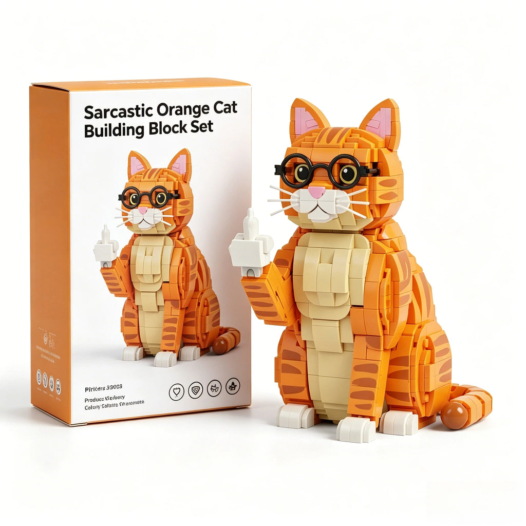 Sarcastic Orange Cat Building Block Set 😼🖕